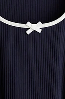 Ribbed Top with Overlocked Trim