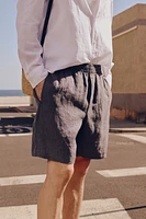 Regular-Fit Linen Shorts