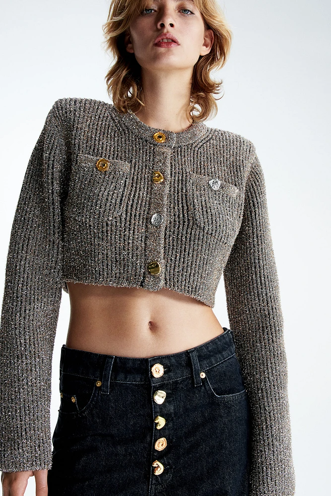 Cropped Glittery Cardigan