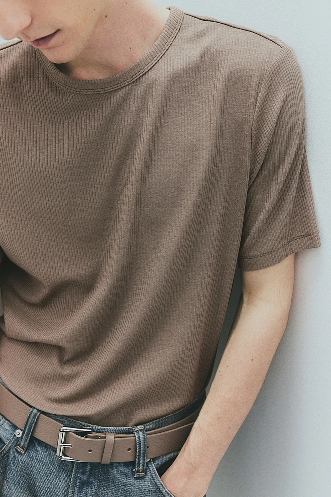 Slim-Fit Ribbed T-Shirt