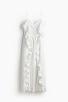 Linen-blend Ruffle-trimmed Dress