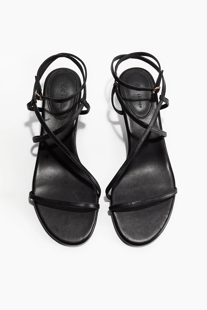 Kitten-Heeled Leather Sandals