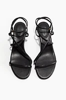 Kitten-Heeled Leather Sandals