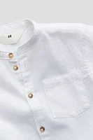 Linen-blend Band Collar Shirt