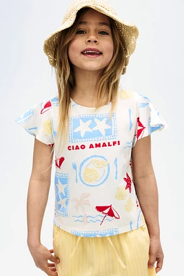 Flutter-Sleeved Cotton Top