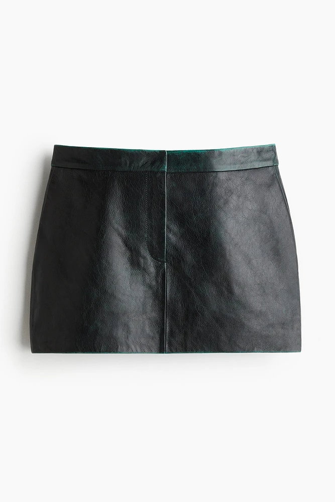 Leather Skirt with Hand-Painted Look