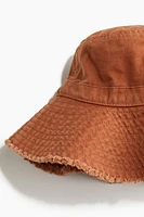 Frayed-edge Cotton Bucket Hat