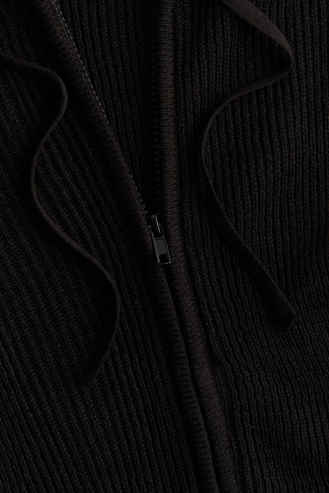 Rib-Knit Hooded Jacket