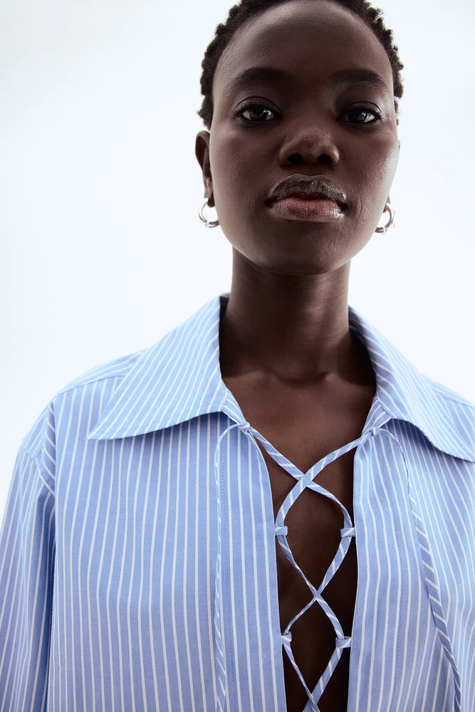 Lace-Up Shirt Dress