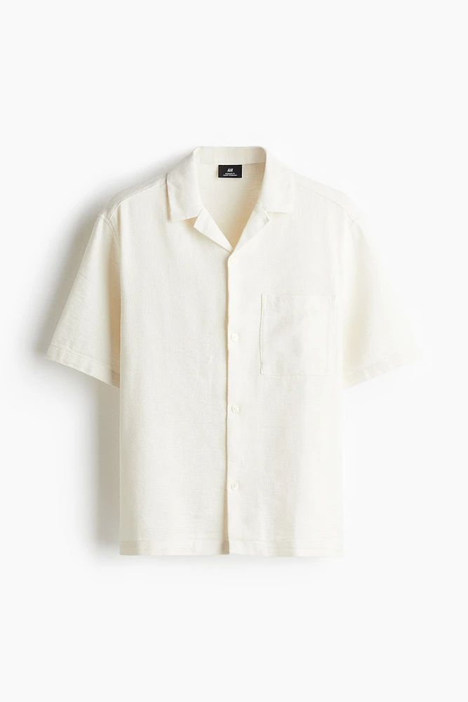 Chemise texturée classique avec col cubain