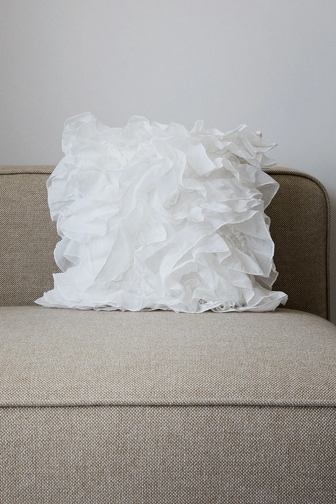 Ruffled Cotton Cushion Cover