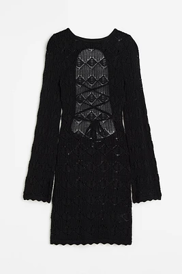 Open-backed Pointelle-knit Dress