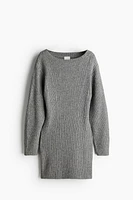 Rib-Knit Boat-Neck Dress