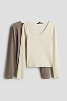 2-pack Long-Sleeved Ribbed Tops