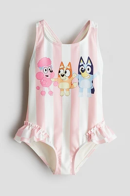 Printed Ruffle-Trimmed Swimsuit