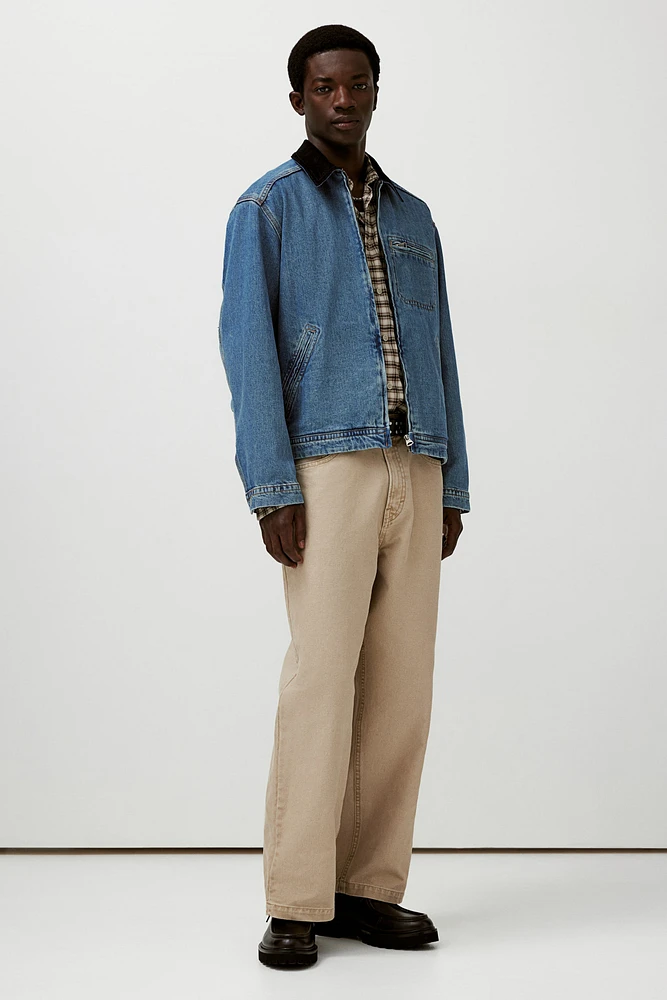 Veste Coupe Classique en denim avec col côtelé