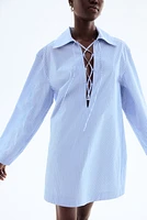 Lace-Up Shirt Dress