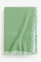 Fringed Cotton Muslin Bedspread