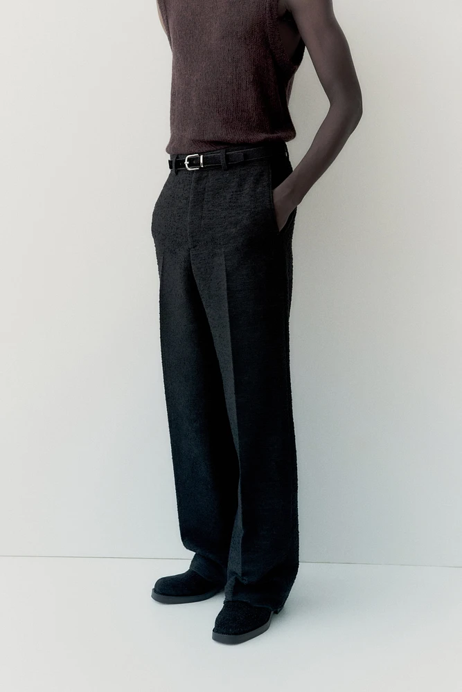 Wool-Blend Textured Pants