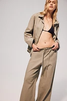 Wide-leg Linen-blend Pants