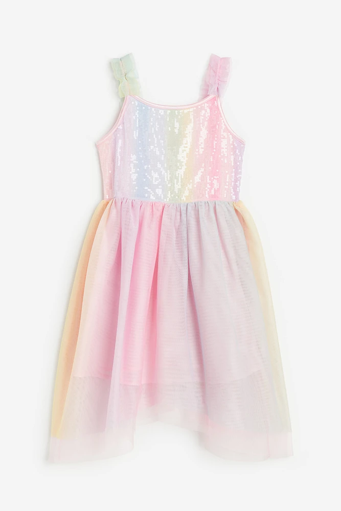 Asymmetric Tulle-skirt Dress