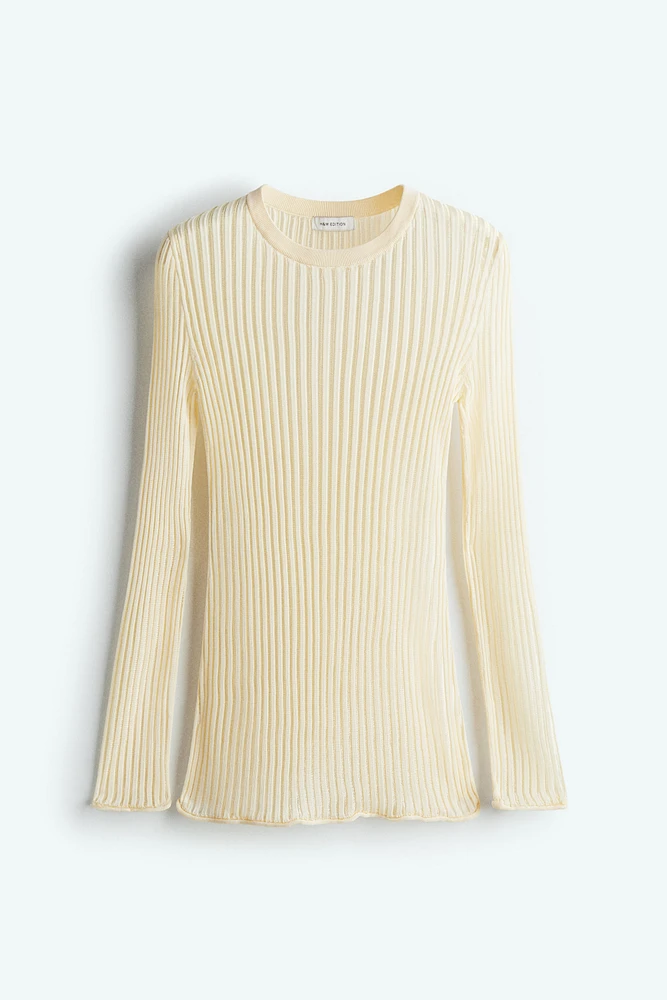 Sheer Rib-Knit Top