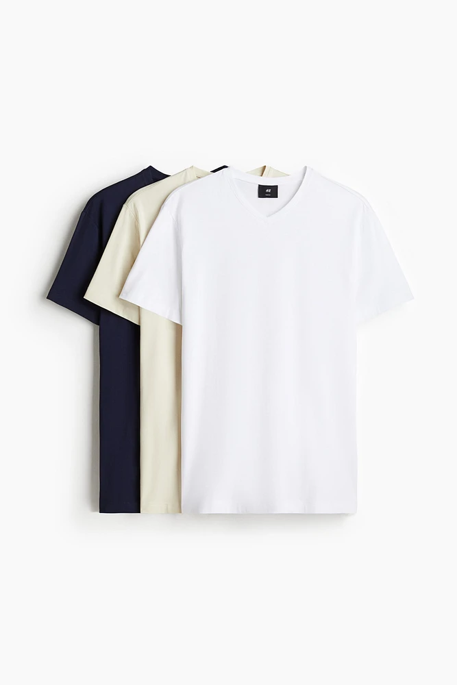 Lot de 3 T-shirts près du corps à encolure en V