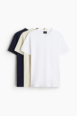 Lot de 3 T-shirts près du corps à encolure en V