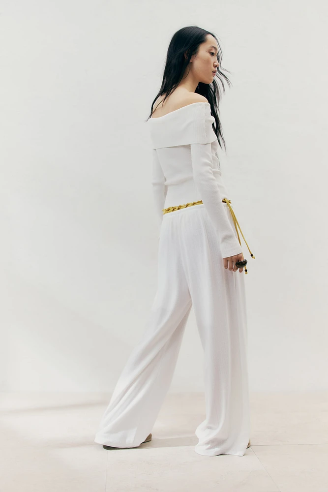 Wide-Leg Drawstring Pants