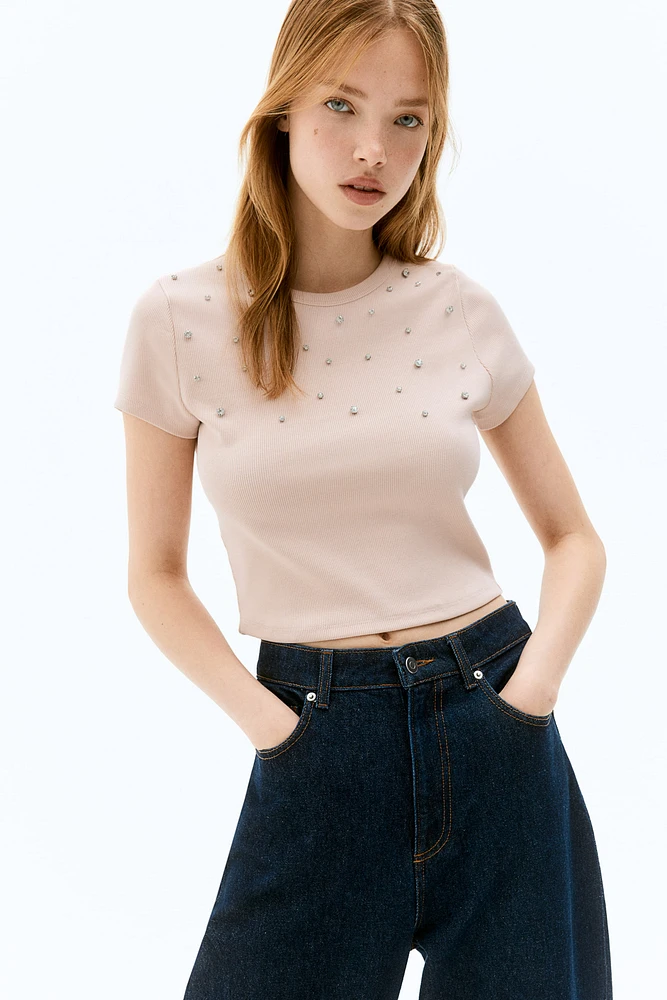 Embellished Cropped T-shirt