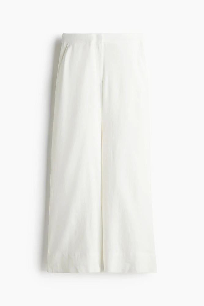 Pantalon large en lin mélangé