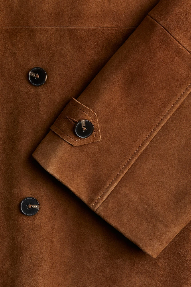 Veste à fermeture croisée en cuir velours