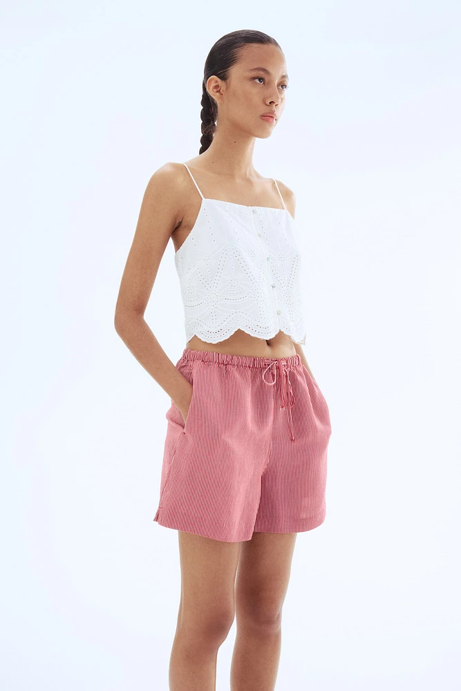 Linen-Blend Drawstring Shorts