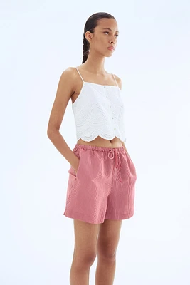 Linen-Blend Drawstring Shorts