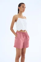 Linen-Blend Drawstring Shorts