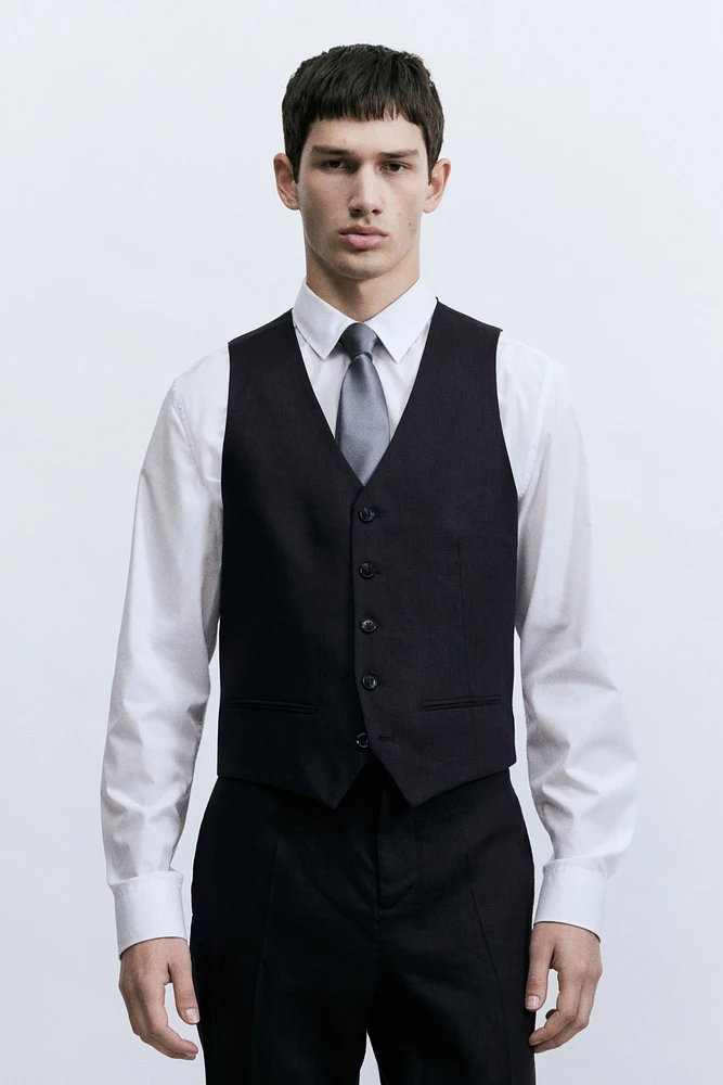 Slim-Fit Linen Suit Vest