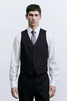 Slim-Fit Linen Suit Vest