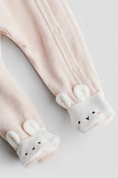 Velour Pajama Jumpsuit with Covered Feet