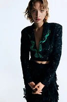 Cropped Embellished Blazer