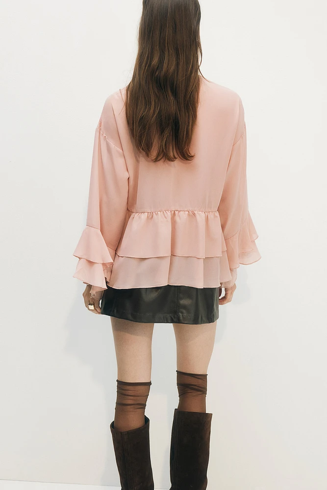 Flounced Chiffon Blouse