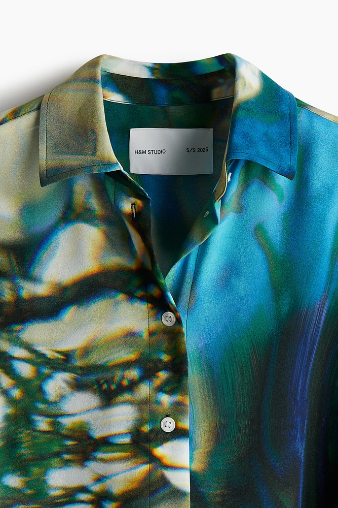 Abstract-Patterned Chiffon Shirt