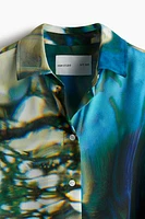 Abstract-Patterned Chiffon Shirt