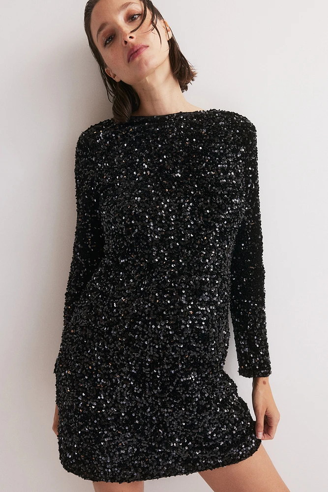 MAMA Sequined Dress with Low-Cut Back