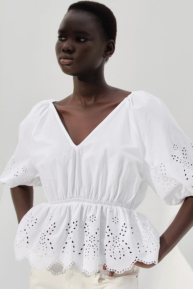 Blouse with Eyelet Embroidery