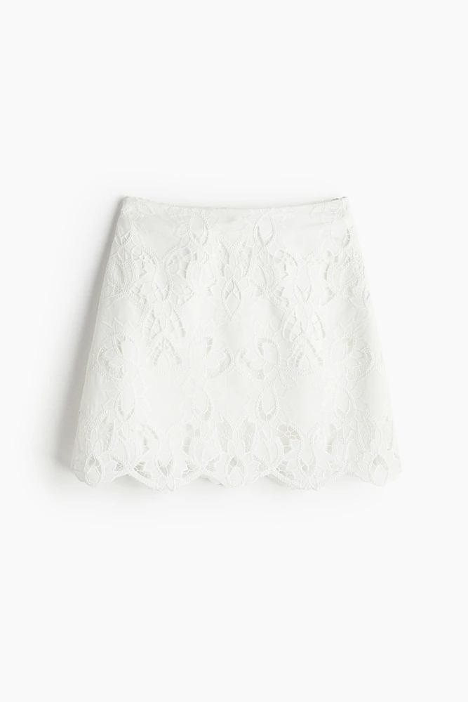 Skirt with Eyelet Embroidery