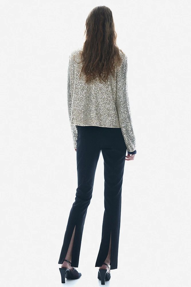 Sequined Mock Turtleneck Top