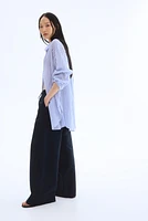 Wide-Leg Linen-Blend Pants