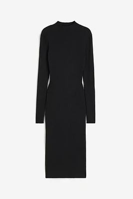 Rib-knit Mock Turtleneck Dress