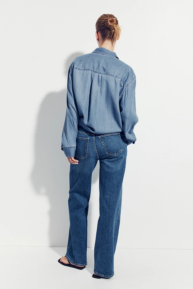 MAMA Tie-Belt Denim Shirt