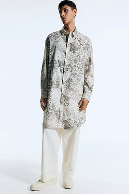 Floral-Print Cotton Shirt Kaftan